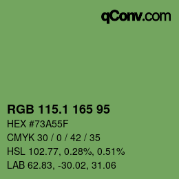 カラーコード: RGB 115.1 165 95 | qconv.com