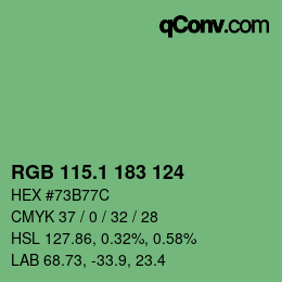 カラーコード: RGB 115.1 183 124 | qconv.com