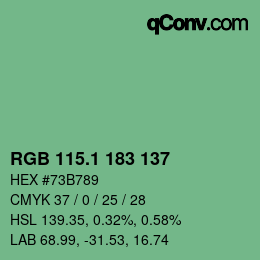 カラーコード: RGB 115.1 183 137 | qconv.com