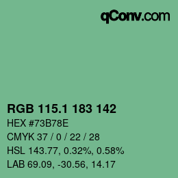 カラーコード: RGB 115.1 183 142 | qconv.com