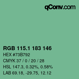 カラーコード: RGB 115.1 183 146 | qconv.com