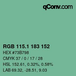 カラーコード: RGB 115.1 183 152 | qconv.com
