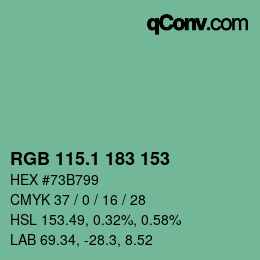 カラーコード: RGB 115.1 183 153 | qconv.com