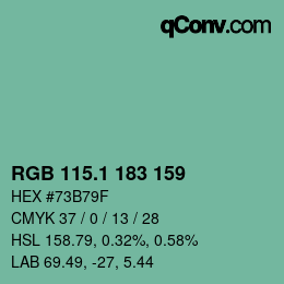Color code: RGB 115.1 183 159 | qconv.com