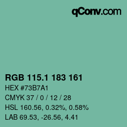 カラーコード: RGB 115.1 183 161 | qconv.com