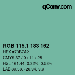 カラーコード: RGB 115.1 183 162 | qconv.com