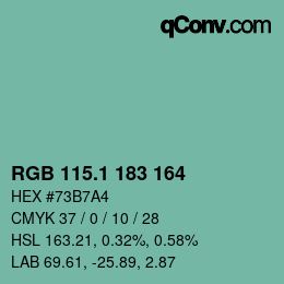 Color code: RGB 115.1 183 164 | qconv.com
