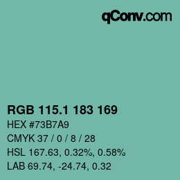 Color code: RGB 115.1 183 169 | qconv.com