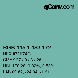 カラーコード: RGB 115.1 183 172 | qconv.com
