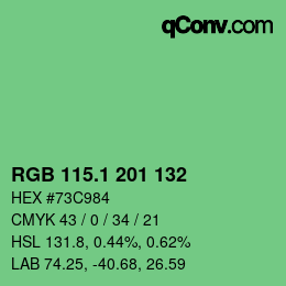 カラーコード: RGB 115.1 201 132 | qconv.com