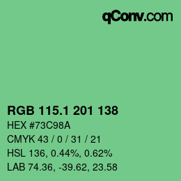 カラーコード: RGB 115.1 201 138 | qconv.com
