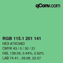 カラーコード: RGB 115.1 201 141 | qconv.com