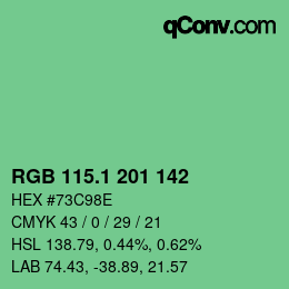 カラーコード: RGB 115.1 201 142 | qconv.com