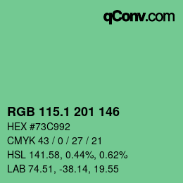 カラーコード: RGB 115.1 201 146 | qconv.com