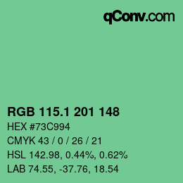 カラーコード: RGB 115.1 201 148 | qconv.com