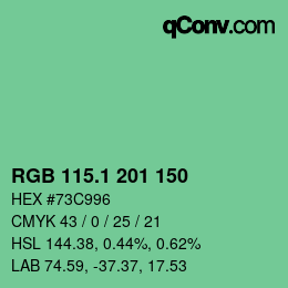 カラーコード: RGB 115.1 201 150 | qconv.com