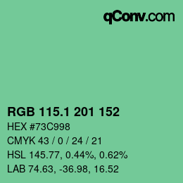 カラーコード: RGB 115.1 201 152 | qconv.com