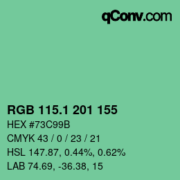 カラーコード: RGB 115.1 201 155 | qconv.com