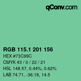 カラーコード: RGB 115.1 201 156 | qconv.com