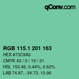 カラーコード: RGB 115.1 201 163 | qconv.com