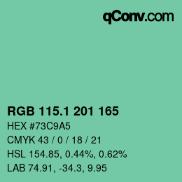 カラーコード: RGB 115.1 201 165 | qconv.com