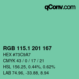 カラーコード: RGB 115.1 201 167 | qconv.com