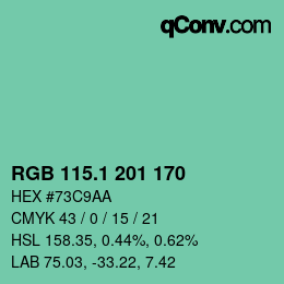 カラーコード: RGB 115.1 201 170 | qconv.com