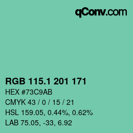 カラーコード: RGB 115.1 201 171 | qconv.com