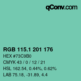 カラーコード: RGB 115.1 201 176 | qconv.com