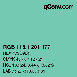 カラーコード: RGB 115.1 201 177 | qconv.com