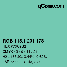 Color code: RGB 115.1 201 178 | qconv.com