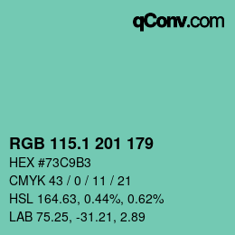 カラーコード: RGB 115.1 201 179 | qconv.com