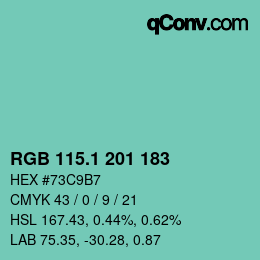 Color code: RGB 115.1 201 183 | qconv.com