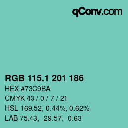 カラーコード: RGB 115.1 201 186 | qconv.com