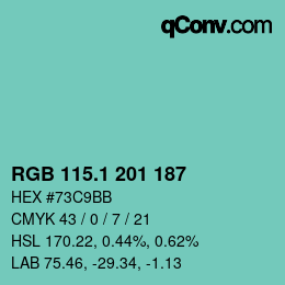 カラーコード: RGB 115.1 201 187 | qconv.com
