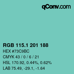 Color code: RGB 115.1 201 188 | qconv.com