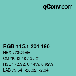カラーコード: RGB 115.1 201 190 | qconv.com