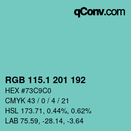 Color code: RGB 115.1 201 192 | qconv.com