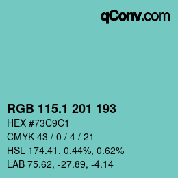 Color code: RGB 115.1 201 193 | qconv.com