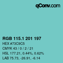 Color code: RGB 115.1 201 197 | qconv.com