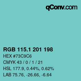 カラーコード: RGB 115.1 201 198 | qconv.com