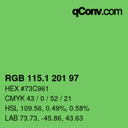カラーコード: RGB 115.1 201 97 | qconv.com