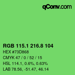 カラーコード: RGB 115.1 216.8 104 | qconv.com