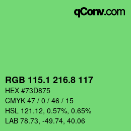 カラーコード: RGB 115.1 216.8 117 | qconv.com