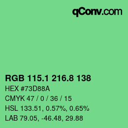 カラーコード: RGB 115.1 216.8 138 | qconv.com