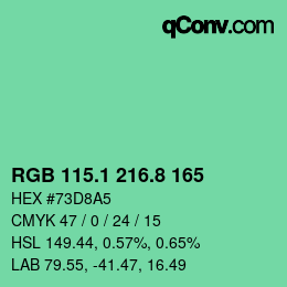 カラーコード: RGB 115.1 216.8 165 | qconv.com