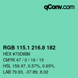 Color code: RGB 115.1 216.8 182 | qconv.com