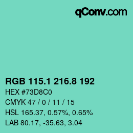 Color code: RGB 115.1 216.8 192 | qconv.com