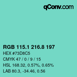 Farbcode: RGB 115.1 216.8 197 | qconv.com