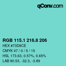 Farbcode: RGB 115.1 216.8 206 | qconv.com